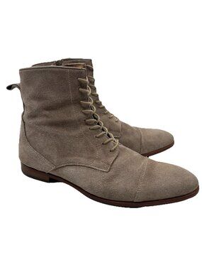 Zign Lace Up Cap Toe Boots Mens Sz EU 45 US 12 Tan Brown Suede Leather